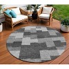 Gray Silver And Charcoal Geometric Washable Indoor Outdoor Area Rug - 2 of 4