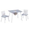 VECELO Activity Table and 2 Chair Set with Hidden Mesh Storage, Children Playroom Furniture, Easy Assembly, White & Gray - 2 of 4