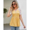 Womens V Neck Pelpum Shirts Lace Short Sleeve Floral Tops Front Button Tops - 3 of 4