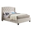 3-Piece Upholstered Bedroom Set, Tufted Wingback Bed with 2 Nightstands, Nightstands with Drawers, Upholstered Bed Modern-Cuddlewood - 3 of 4
