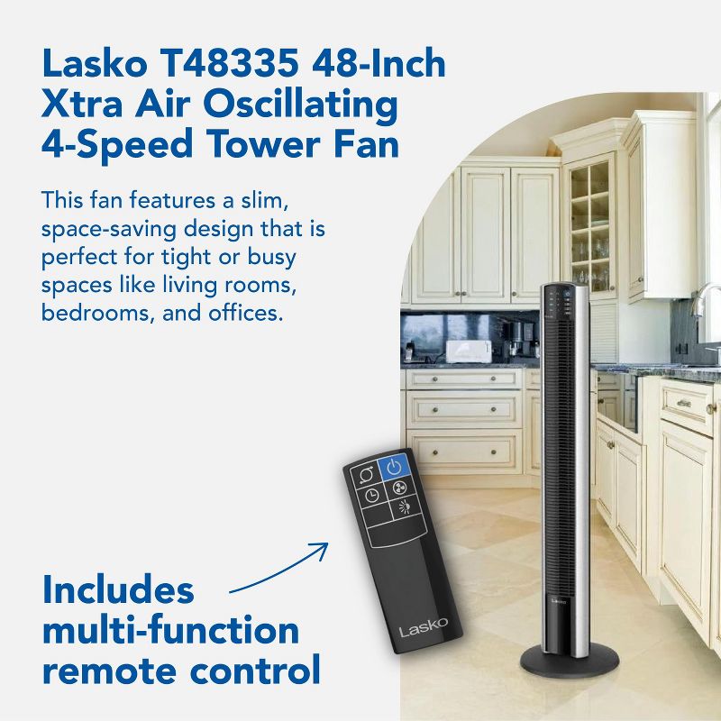 Lasko XtraAir 48 In. Tower Home Fan Air Ionizer with Remote Control (2 Pack), 2 of 7