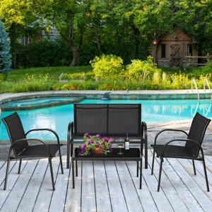 Costway 4 PCS Patio Furniture Set Sofa Coffee Table Steel Frame Garden Outdoor Deck - 1 of 4