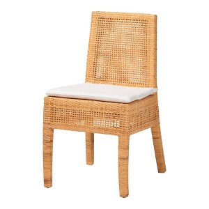 bali & pari Morris Rattan Dining Chair Light Honey/White - 1 of 4