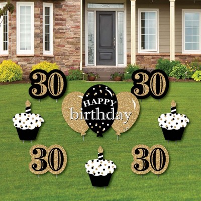 Big Dot Of Happiness Adult 30th Birthday - Gold - Yard Sign And