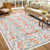Floral Hallway Rugs  Washable Non Slip Throw Carpet Runner for Laundry Bathroom Kitchen Retro Accent Floor Cover - 2 of 4