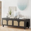 MAYEERTY 58*20"Double Hidden Cat Cabinet with Rattan Doors and Dual Entrances for Two Cats, Black - 2 of 4