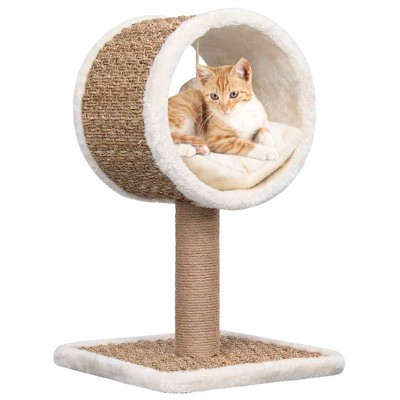 vidaXL Cat Tree Beige Flakeboard Small Stylish Design Cat Tree Round ...