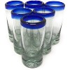 Dos Sueños Mexican Hand Blown  Tequila Shot Glasses - Blue Rim - 2oz - Set of 6 - 3 of 4