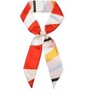 INSPIRE CHIC Women's Striped Printed Skinny Long Satin Silky Neck Scarves 1Pc - 1 of 4