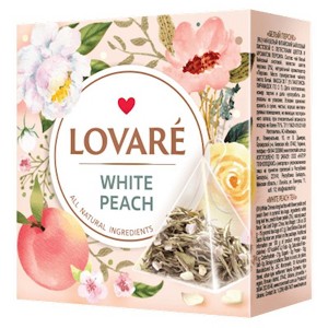 Lovare White Peach Chinese Tea l 15 Pyramids l 30g - Refreshing And Aromatic Peach Flavor - Antioxidant-Rich Tea Bags For A D - 1 of 1