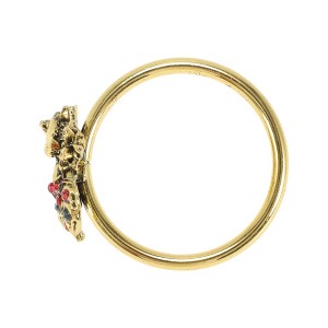 Unique Bargains Napkin Rings Stainless Steel Green Gold Tone 1Pcs - 1 of 3