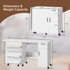 Folding Sewing Table, Rolling Sewing Cabinet with Lockable Casters, Shelves, Storage Trays, Magnetic Doors, Metal Doorknobs, White - 3 of 4
