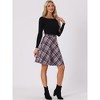 INSPIRE CHIC Women's Christmas Plaids Vintage Tartan Elastic Waist Knee Length A-Line Skirt - 2 of 4