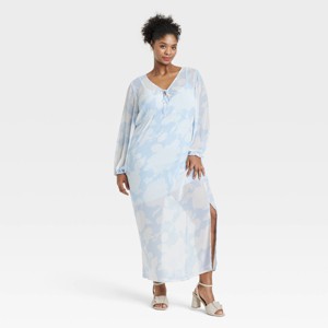 Women's Balloon Long Sleeve Maxi Shift Dress - Ava & Viv™ - 1 of 3