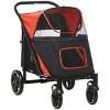 Foldable Dog Stroller for Medium and Large Dogs with Mesh Window Shock Absorption Storage and Safety Leash for Travel and Walking - LAOTIES - 3 of 4