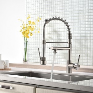 Commercial Black and Nickel Gold Kitchen Faucet with Pull Out Sprayer - 1 of 4