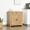 HOMCOM 32" Farmhouse Barn Door Style Sideboard, Buffet Storage Cabinet Coffee Bar for Living Room or Entryway - 3 of 4