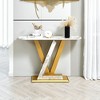 48-Inch Contemporary Entry Table with Curved Metal Base, Gold Finish for Hallway/Office - 2 of 4
