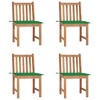vidaXL 1/2/4/6/8x Solid Wood Teak Patio Chairs with Cushions Multi Colors - Green 4 - 2 of 4