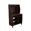 Microwave cart computer cart utility cart with hutch shelves spice rack mobile on locking castors red cocoa espresso - 2 of 4