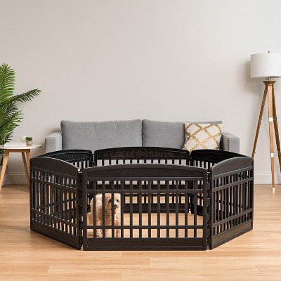 Black 6-Panel Plastic Pet Playpen for Indoor/Outdoor Use
