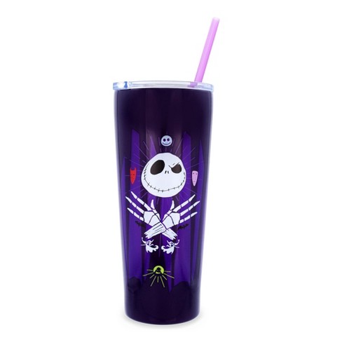 Silver Buffalo Disney The Nightmare Before Christmas Misfit Carnival Cup  with Lid and Straw