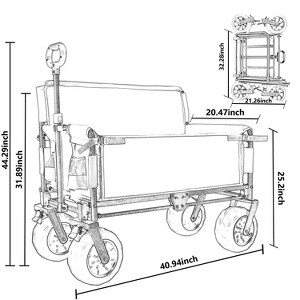 CAVINAS 3-in-1 Folding Wagon Cart with Bench Seat, Shopping Wagon Cart for Camping, Shopping - 1 of 4