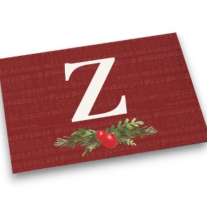 Personalization Mall Nostalgic Noel Burgundy Doormat, 18 x 27 - 1 of 1