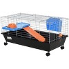 Small Animal Cage with Wheels for Guinea Pigs Rabbits Chinchillas Includes Food Bowl Water Bottle Hay Feeder Ramp and Platform - LAOTIES - 3 of 4