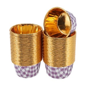 Unique Bargains Checkered Print Disposable Baking Cups Aluminum Foil 2.68"x1.57" 50 Pcs - 1 of 4
