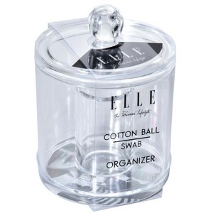 Clear Cotton Ball and Swab Organizer with Lid— Acrylic Compact Jar Makeup Cotton Organizer, Durable Vanity Storage Organizer - 1 of 3