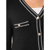 INSPIRE CHIC Women's V Neck Long Sleeve Button Down Contrast Trim Knit Ribbed Sweater - 4 of 4