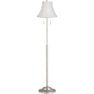 360 Lighting Modern Floor Lamp Brushed Nickel Imperial White Fabric Bell Shade for Living Room Reading Bedroom Office - 1 of 1