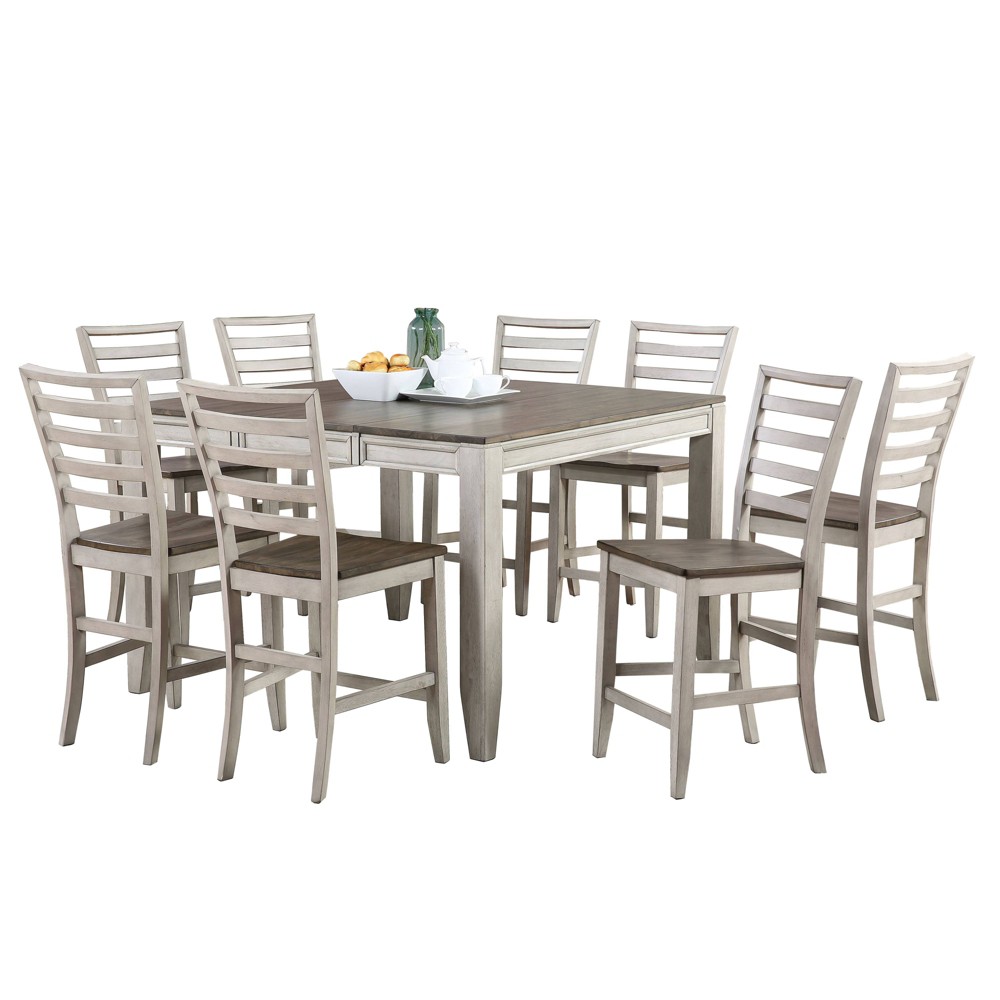 Photos - Dining Table 9pc Abacus Counter Dining Set Alabaster/Honey - Steve Silver Co.: Self-Sto