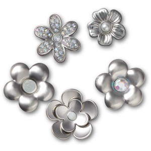 Crocs Jibbitz Monochrome Silver Flowers Shoe Charms 5pk - 1 of 4