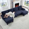 Mjkone 110"U-Shaped Sectional Couches,Chenille Upholstered Large 4-Seater Sofa with Double Chaises and Sleepable Armrests - 4 of 4