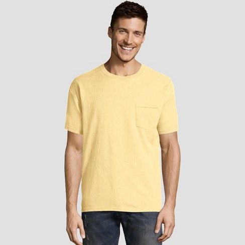 Hanes Men s Short Sleeve 1901 Garment Dyed Pocket T shirt Yellow