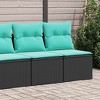 vidalXL 4 Piece Patio Sofa Set - Black Poly Rattan with Blue Cushions, Storage Function, Modular Design, for Outdoor Garden Terrace - 2 of 4