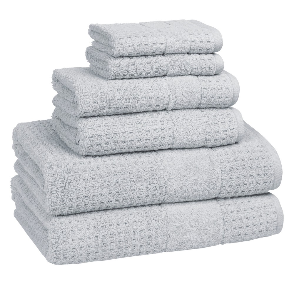 Photos - Towel 6pc Checkered Bath  Set Silver - Cassadecor: Midweight Terry, OEKO-TEX Certified