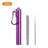 Unique Bargains 304 Stainless Steel Portable Durable Drinking Straw with Flat Case and Cleaning Brush 4 Pcs - 3 of 4