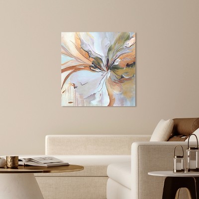 Golden Aesthetic Boho Abstract Wrapped Canvas Wall Art, 40" x 40"