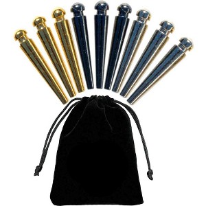 WE Games Premium Easy Grip Cribbage Pegs with a Tapered Design & Velvet Pouch - Set of 9 (3 Brass, 3 Chrome, 3 Black) - 1 of 4