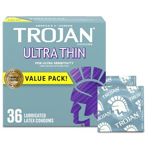 Trojan Ultra Thin Condoms For Ultra Sensitivity Lubricated Latex Condoms - 1 of 4