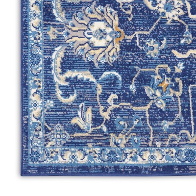 Navy Blue 5' x 7' Synthetic Traditional Area Rug