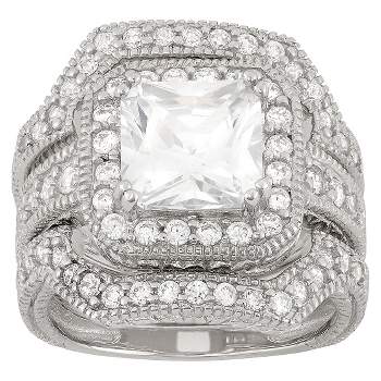 3.94 CT. T.W. Cubic Zirconia Engagement Ring Set In Sterling Silver