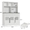 60'' Farmhouse Kitchen Pantry Cabinet with Glass Doors and Microwave Stand - Versatile Storage for Kitchen, Dining, and Living Room - 2 of 4