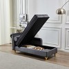Modern Velvet Chaise Lounge Chair w/Storage&Round Pillow,Soft Upholstery,Easy Assembly,Stylish Gold Legs, for Bedroom, Living Room - 3 of 4