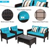 Costway 8PCS Patio Rattan Sectional  Furniture Set Loveseat Sofa Coffee Table W/Turquoise Cushion - 4 of 4