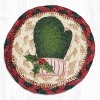Earth Rugs Green Mitten Round Coaster – Braided Jute, Holiday Winter Decor, 5"x5" - 2 of 3