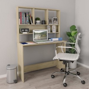 vidaXL Desk with Shelves Sonoma Oak 43.3 in.x17.7 in.x61.8 in. Engineered Wood - 1 of 4